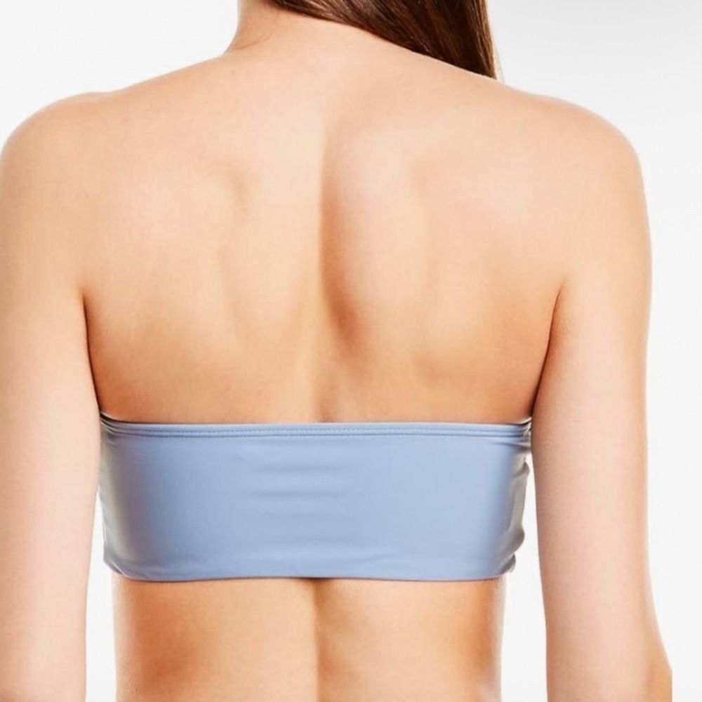 PilyQ Sky Blue Lace Up Bandeau Bikini Top SKB-347B Strapless Swimwear‎ Womens M - Picture 3 of 6